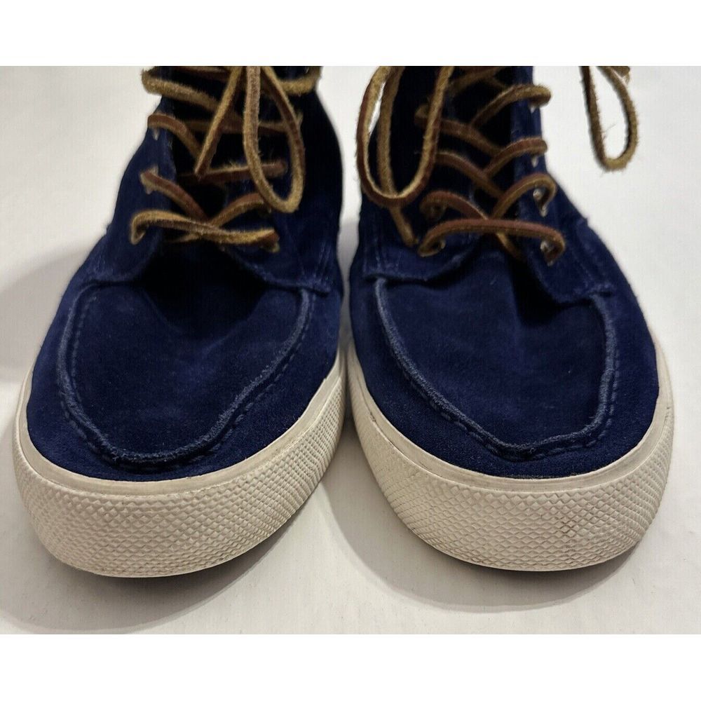RARE Polo Ralph Lauren TEDD SZ 9.5 Blue Calf Suede Leather High Top Shoes - Picture 7 of 10